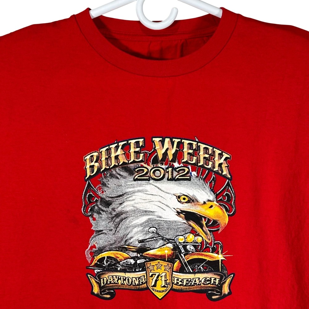 Daytona Beach Bike Week 2012‎ 71st Anniversary Eagle Motorcycle Red T-Shirt M